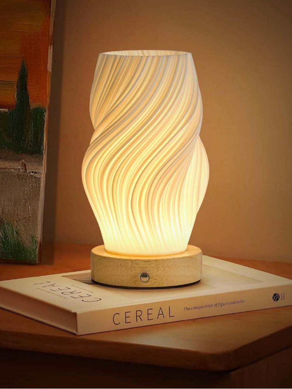 New Modern Sculpted Table Lamp in Warm White